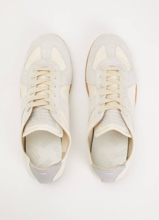 Maison Margiela Replica sneaker van kalfsleur met details van suède - detail 3 creme