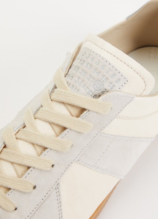 Maison Margiela Replica sneaker van kalfsleur met details van suède - detail 5 creme