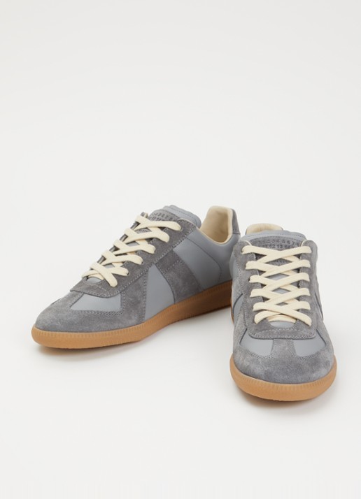 Maison Margiela Replica sneaker van lamsleer met details van kalfssuède - detail 3 grijs