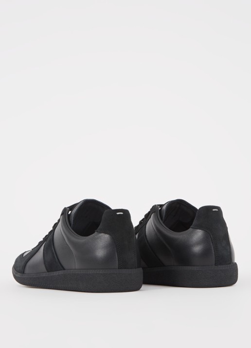 Maison Margiela Replica sneaker van lamsleer met suède details - achterkant 5 zwart