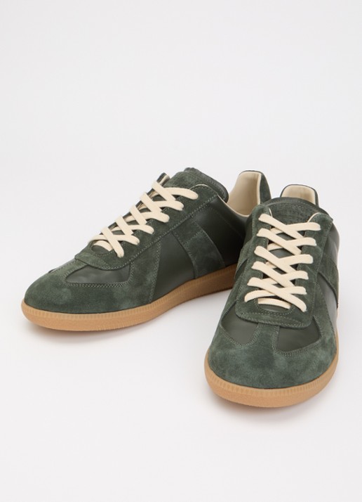 Maison Margiela Replica sneaker van leer met details van kalfssuède - detail 3 donkergroen