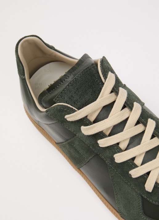 Maison Margiela Replica sneaker van leer met details van kalfssuède - detail 6 donkergroen
