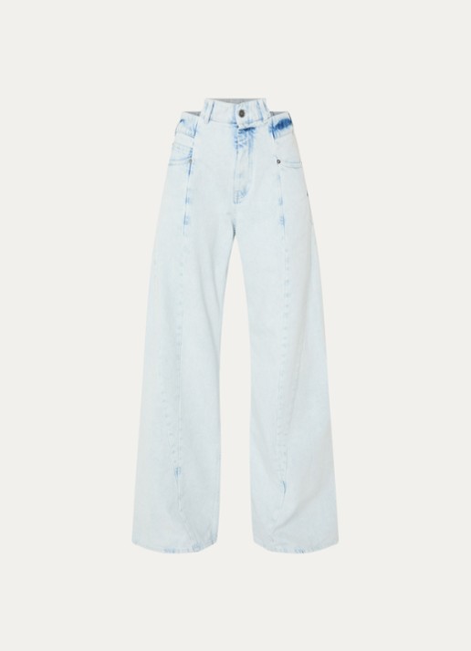 Maison Margiela Spliced high waist balloon jeans met lichte wassing - voorkant indigo