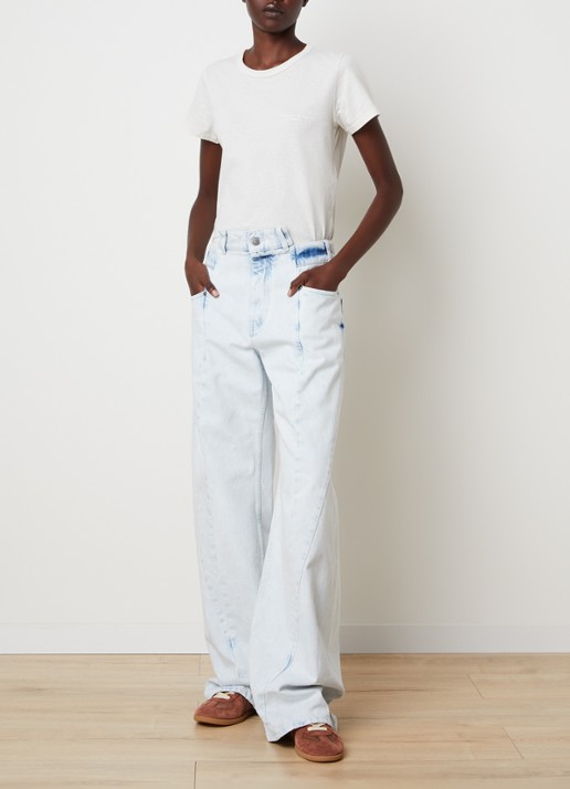 Maison Margiela Spliced high waist balloon jeans met lichte wassing - voorkant 2 indigo