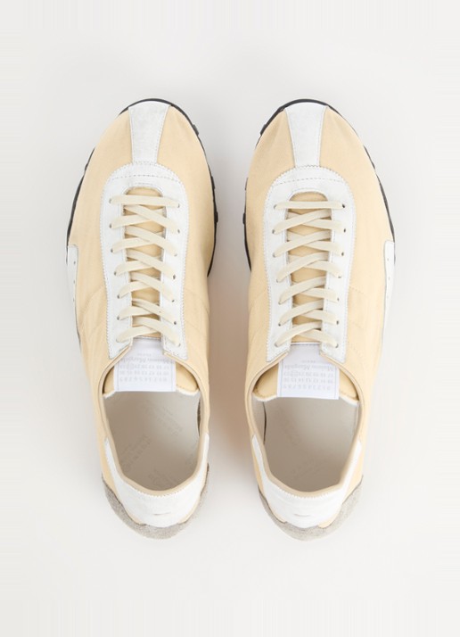Maison Margiela Sprinters sneaker met kalfsleren details - detail 2 ivoor