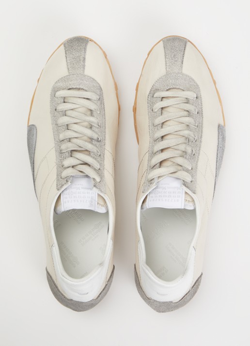 Maison Margiela Sprinters sneaker van geitenleer met details van kalfssuède - detail 3 creme