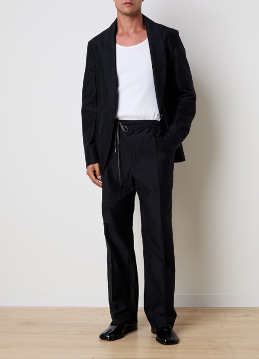 Maison Margiela straight fit broek in zijdeblend met steekzakken - voorkant 5 blauw
