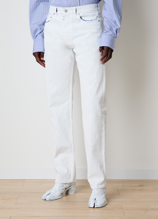 Maison Margiela Straight leg jeans met destroyed afwerking - detail wit