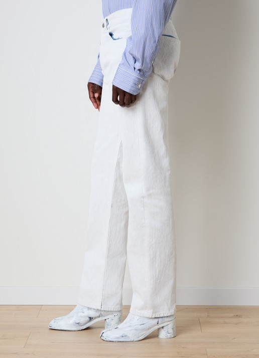 Maison Margiela Straight leg jeans met destroyed afwerking - detail 2 wit