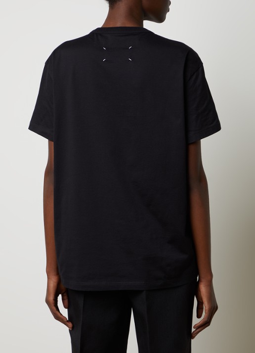 Maison Margiela T-shirt met logoborduring  - achterkant zwart