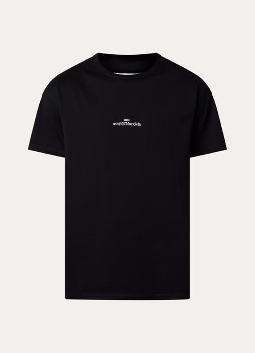 Maison Margiela T-shirt met logoborduring - voorkant zwart