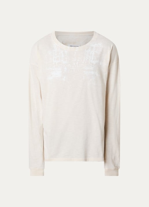 Maison Margiela T-shirt met logoprint - voorkant 2 creme