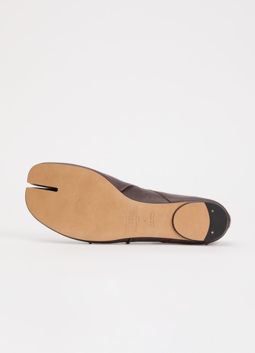 Maison Margiela Tabi ballerina van kalfsleer - detail 4 kastanjebruin