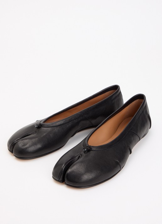 Maison Margiela Tabi ballerina van kalfsleer - detail zwart