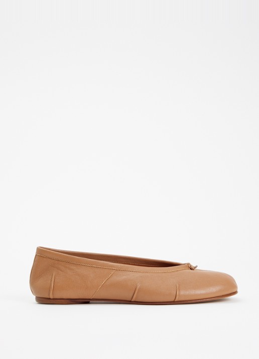 Maison Margiela Tabi ballerina van lamsleer met plooidetail