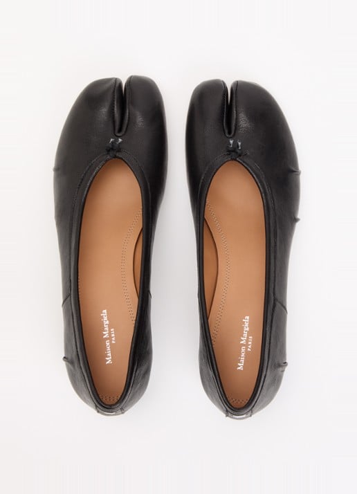 Maison Margiela Tabi ballerina van leer - detail 4 zwart