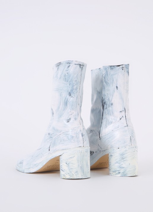 Maison Margiela Tabi Bianchetto enkellaarsje van leer - achterkant wit