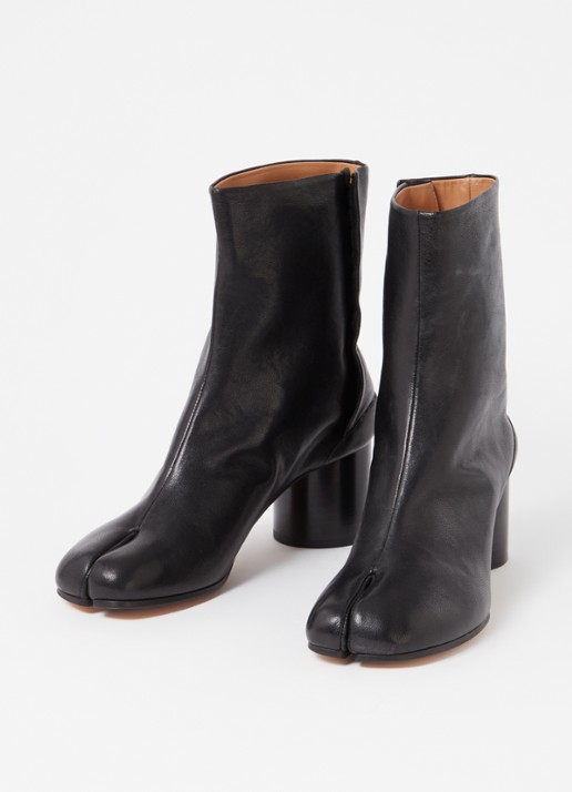Maison Margiela Tabi enkellaarsje van leer - detail 4 zwart