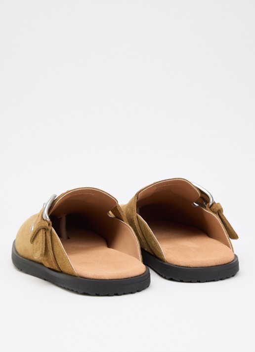 Maison Margiela Tabi muiltje van suède - achterkant beige