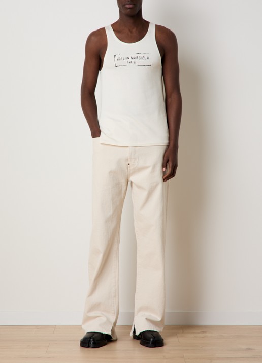 Maison Margiela Tanktop met logoprint - voorkant 2 gebroken wit