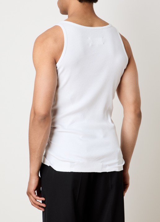Maison Margiela Tape tanktop met ribstructuur - achterkant gebroken wit