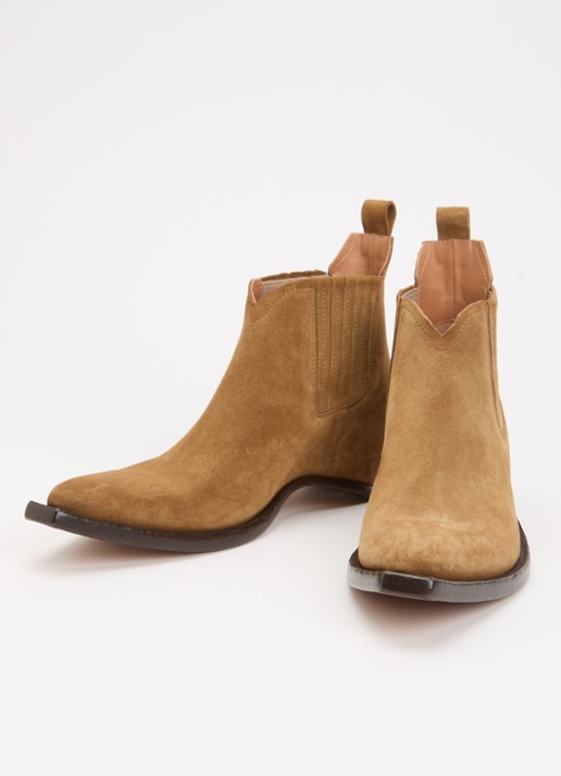 Maison Margiela Western Chelsea boot van suéde  - detail 2 lichtbruin