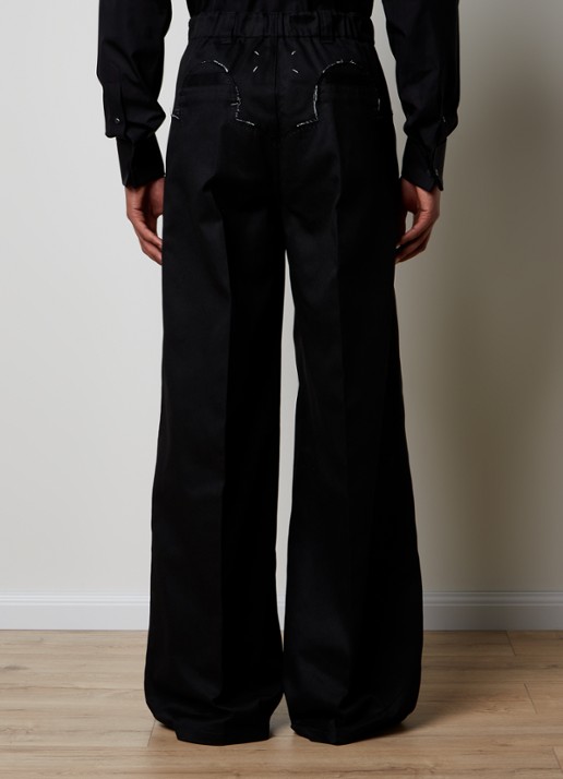 Maison Margiela Wide fit chino met plooidetail en steekzakken   - achterkant 6 zwart