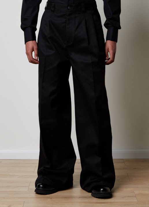 Maison Margiela Wide fit chino met plooidetail en steekzakken   - detail 3 zwart