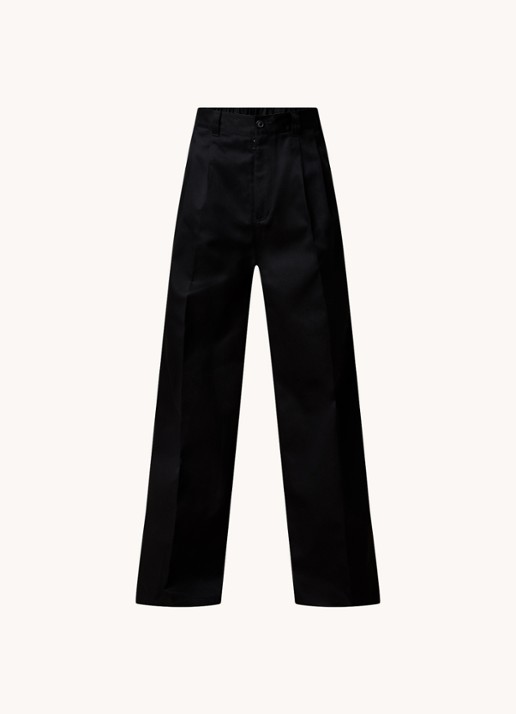 Maison Margiela Wide fit chino met plooidetail en steekzakken   - voorkant zwart