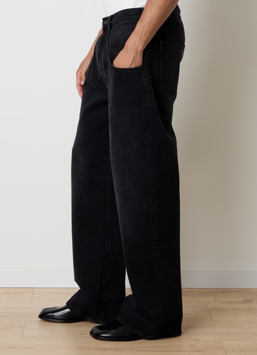 Maison Margiela Wide leg jeans met gekleurde wassing - detail 4 zwart