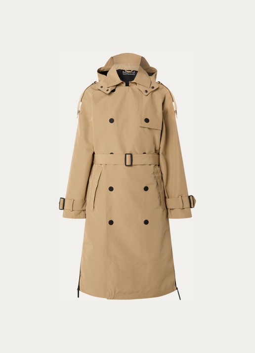Maium Cartouche double-breasted trenchcoat met ceintuur en afneembare capuchon - voorkant 2 khaki
