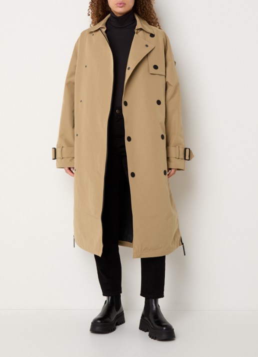 Maium Cartouche double-breasted trenchcoat met ceintuur en afneembare capuchon - voorkant 3 khaki
