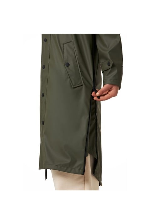 Maium Longline regenjas met capuchon - unisex - detail 7 legergroen