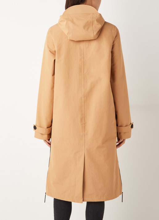 Maium Mac regenjas in  katoenblend met steekzakken - achterkant 3 camel