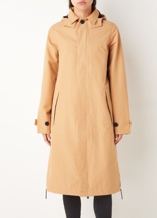 Maium Mac regenjas in  katoenblend met steekzakken - detail camel