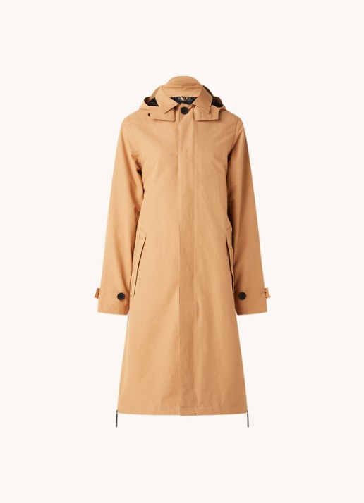 Maium Mac regenjas in  katoenblend met steekzakken - voorkant 4 camel