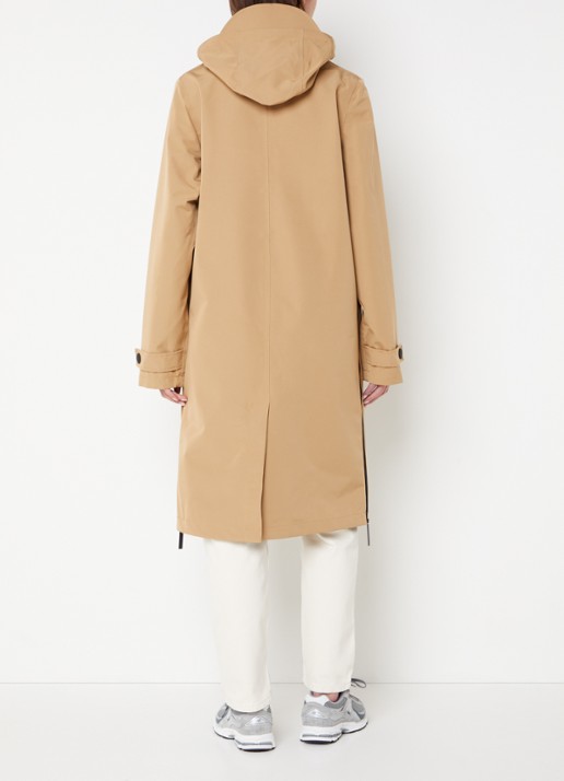 Maium Mac regenjas met afneembare capuchon - unisex - achterkant 3 camel