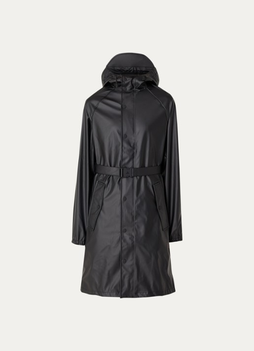 Maium Original Saddle regenjas met capuchon en ceintuur  - voorkant zwart