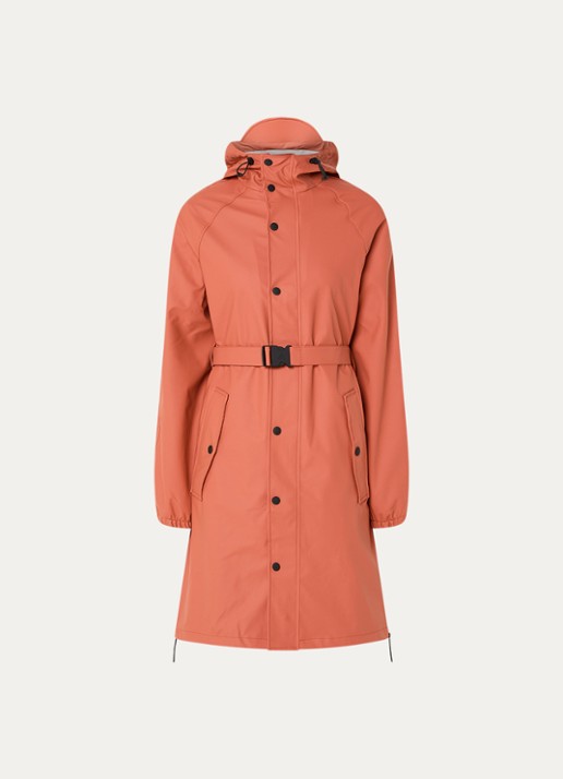 Maium Original Saddle regenjas met capuchon en ceintuur  - voorkant 3 cranberryrood