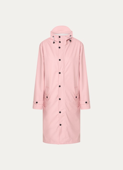 Maium Regenjas met capuchon en klepzakken - voorkant roze