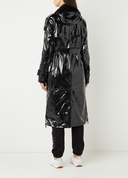 Maium Trenchcoat met steekzakken en afneembare capuchon - achterkant 2 zwart