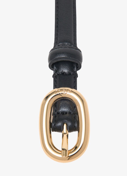 Maje Aminioval riem van leer - detail 3 zwart