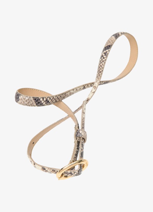 Maje Aminiovalpython riem van leer met slangenprint - detail 3 beige
