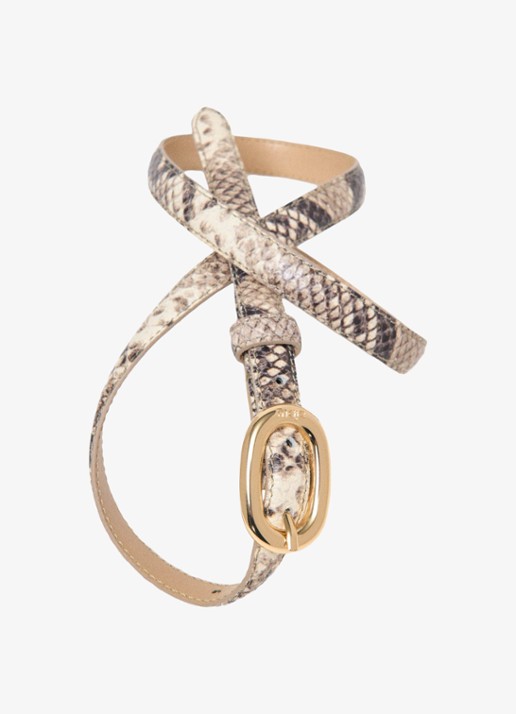 Maje Aminiovalpython riem van leer met slangenprint - detail 4 beige