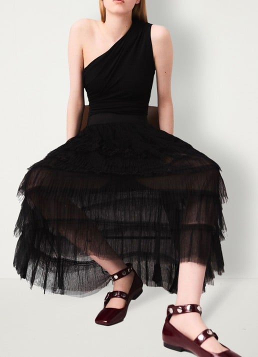 Maje Asymmetrische one shoulder body - detail 5 zwart