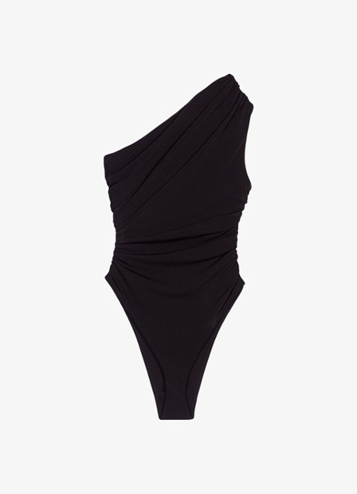 Maje Asymmetrische one shoulder body - voorkant 7 zwart
