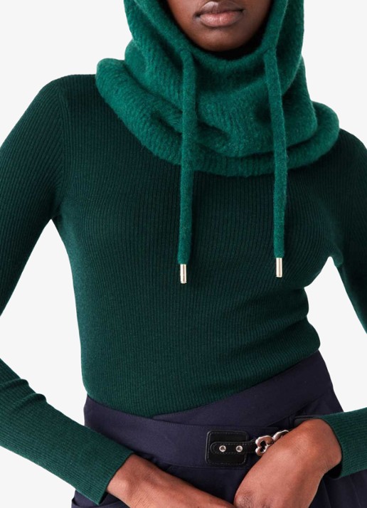 Maje Balaclava in wolblend - voorkant 7 zeegroen