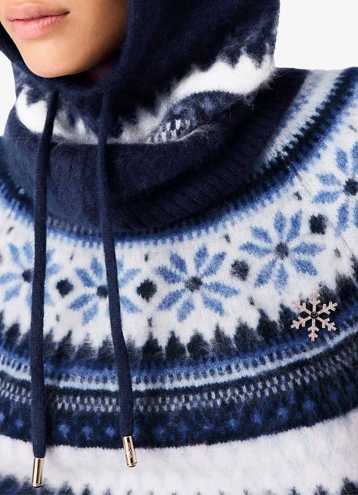 Maje Balaclava met grafische print - detail 4 donkerblauw