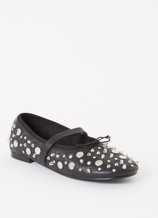 Maje Ballerina van kalfsleer met studs  - voorkant 5 zwart