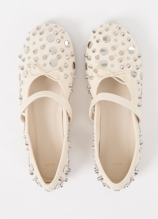 Maje Ballerina van kalfsleer met studs  - detail 2 ivoor